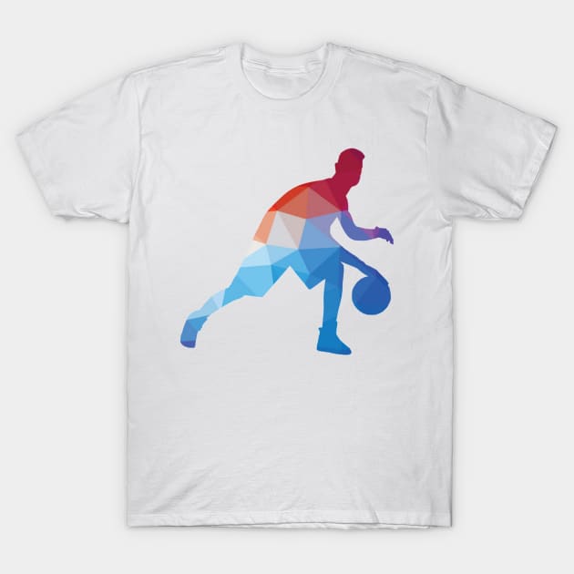 Basketball player color silhouette T-Shirt by Redbooster